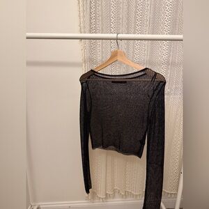 Lioness Black Sheer Long Sleeve Top